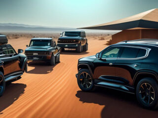 black-jeep-is-parked-desert-with-other-cars_1340-35824